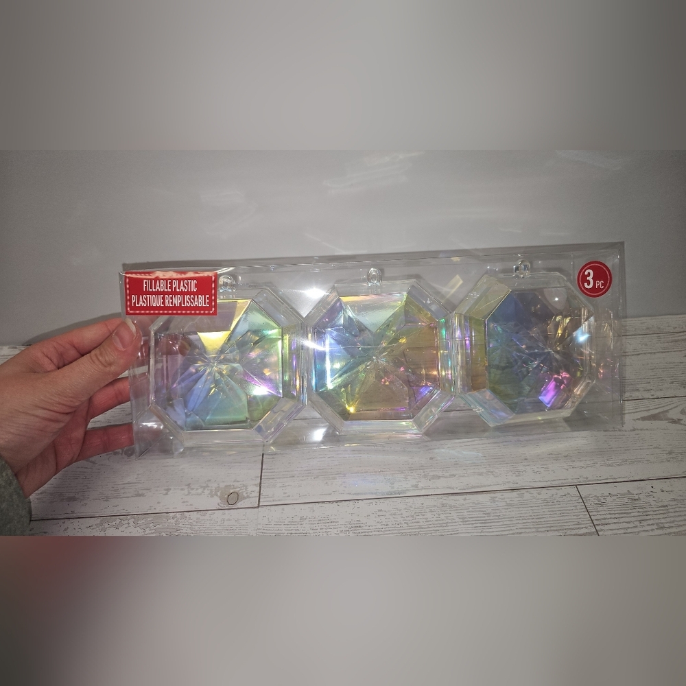 Iridescent Octagon Plastic Trays - Set of 3